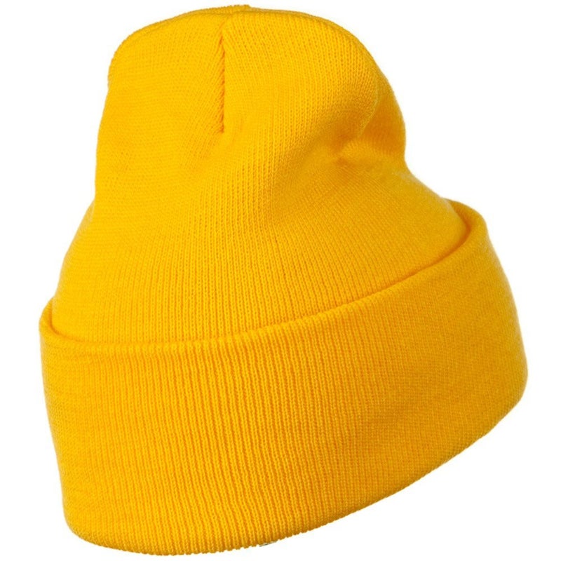 Mega Cap MG 12 Inch Long Knitted Beanie (Yellow OSFM) - Image 3